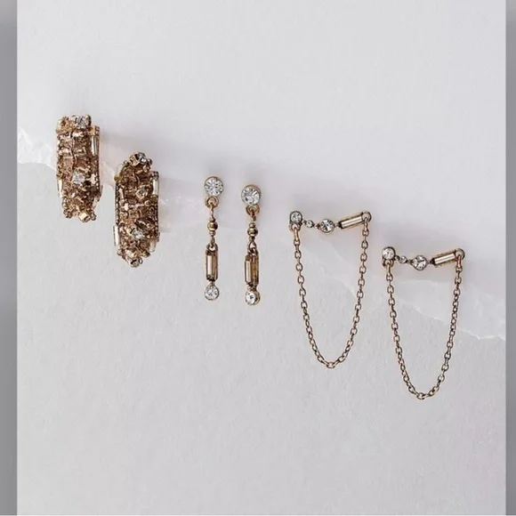 Free People Crystal Hoop Earrings Set❤️ - Picture 3 of 4